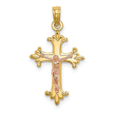 Crucifix Charm Pendant in Real 14k Multi-Tone Gold