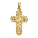 Cross Lace Trim Charm Pendant in Real 14k Multi-Tone Gold