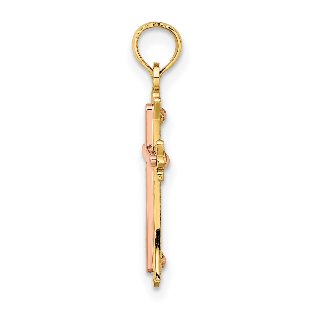 Cross Charm Pendant in Real 14k Multi-Tone Gold