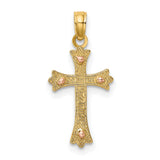 Cross Charm Pendant in Real 14k Multi-Tone Gold