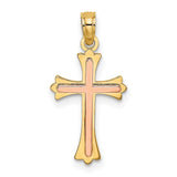 Cross Charm Pendant in Real 14k Multi-Tone Gold