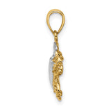 14k Two-Tone Gold Crab Pendant with Cancer Zodiac Symbol and Nautical Design