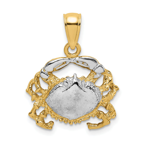 14k Two-Tone Gold Crab Pendant with Cancer Zodiac Symbol and Nautical Design