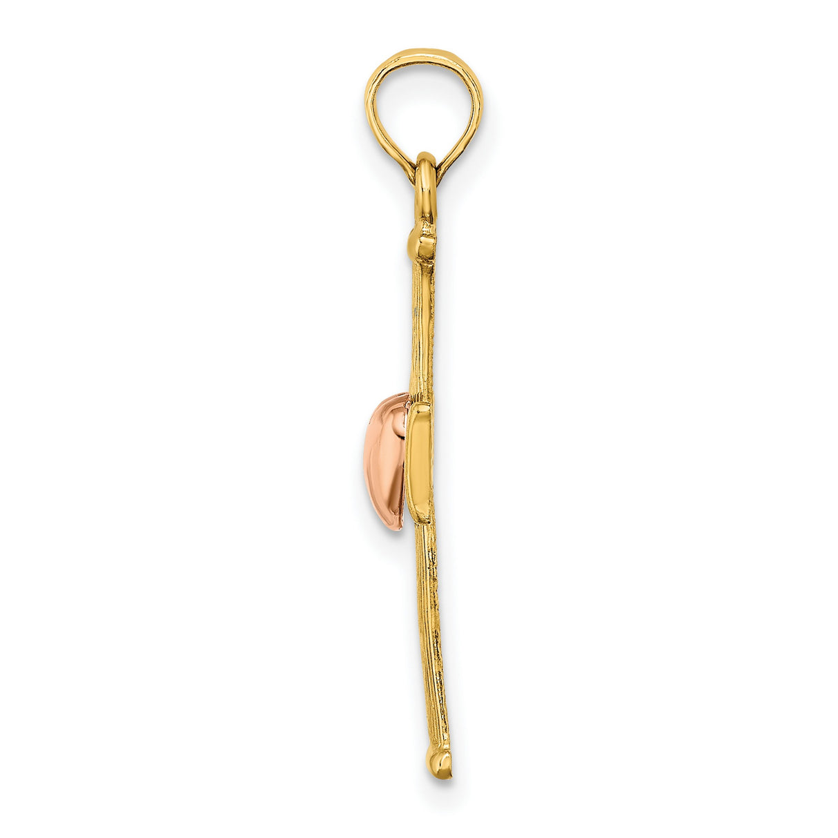 Textured Finish Cross Heart Charm Pendant in Real 14k Multi-Tone Gold