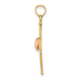 Textured Finish Cross Heart Charm Pendant in Real 14k Multi-Tone Gold