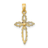 Cross Heart Charm Pendant in Real 14k Multi-Tone Gold