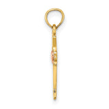 Heart In Cross Charm Pendant in Real 14k Multi-Tone Gold