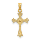 Cross Heart Charm Pendant in Real 14k Multi-Tone Gold