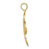 Cut Out Filigree Cross Charm Pendant in Real 14k Multi-Tone Gold