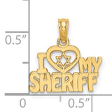 14k Yellow Gold I Heart My Sheriff Pendant with Six-Pointed Star Badge