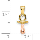 14k Two-Tone Gold Pacifier Pendant, Realistic Baby Charm Symbolizing Motherhood and New Birth