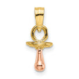 14k Two-Tone Gold Pacifier Pendant, Realistic Baby Charm Symbolizing Motherhood and New Birth