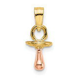 14k Two-Tone Gold Pacifier Pendant, Realistic Baby Charm Symbolizing Motherhood and New Birth