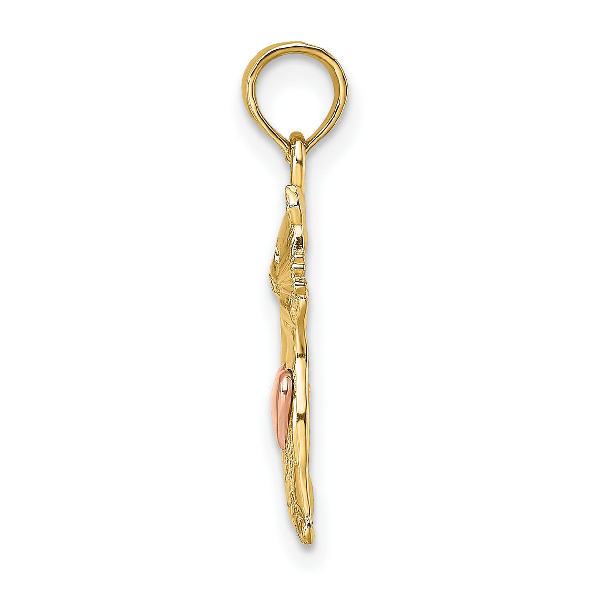 Cat Heart Charm Pendant in Real 14k Multi-Tone Gold