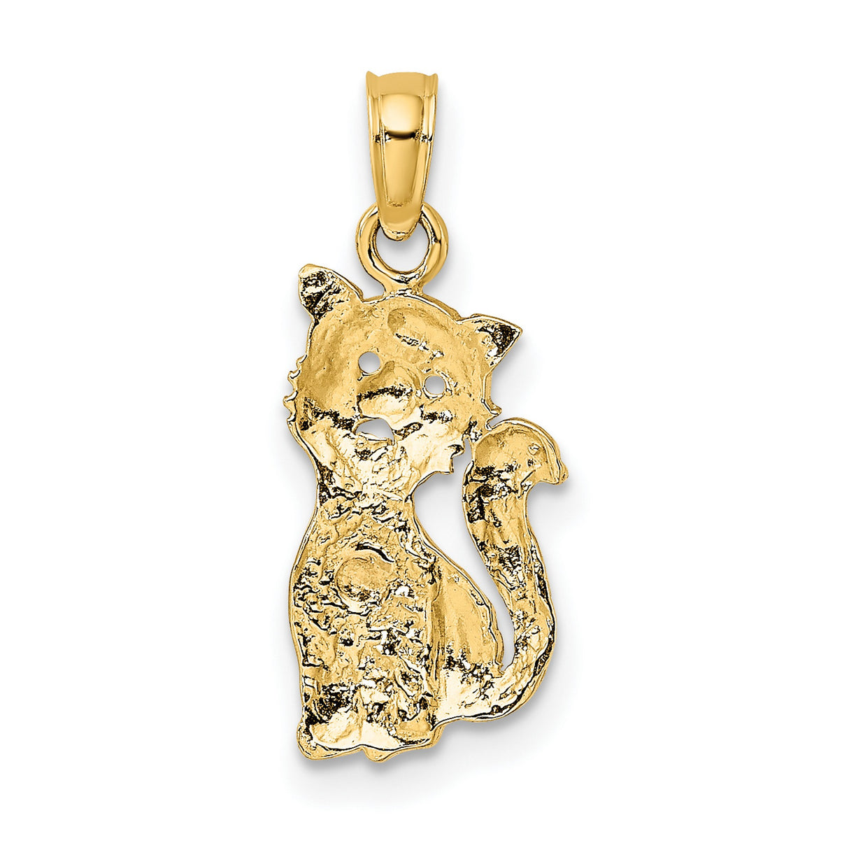 Cat Heart Charm Pendant in Real 14k Multi-Tone Gold