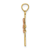 2-D Boy Cross Charm Pendant in Real 14k Multi-Tone Gold