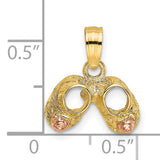 14k Two-Tone Gold Theater Mask Pendant with Rose Gold Accents, Comedy Tragedy Charm