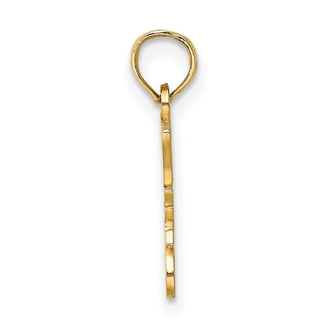 14k Yellow Gold Pendant with I Love My Police Dad Heart Tribute Charm for Women
