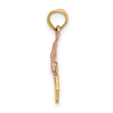 14k Two Tone Gold Pendant with Rose Gold Teddy Bear on Yellow Gold ABC Blocks