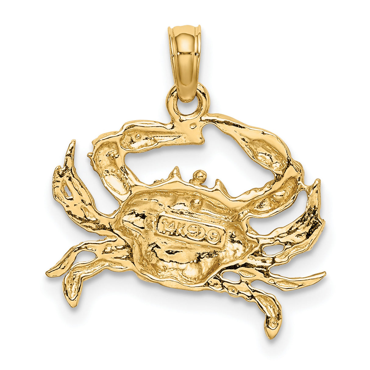 14k Yellow Gold Crab Pendant, Two Tone Nautical Cancer Zodiac Charm for Women or Unisex