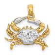 14k Yellow Gold Crab Pendant, Two Tone Nautical Cancer Zodiac Charm for Women or Unisex