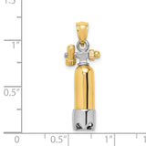 14k Two-Tone Gold Scuba Tank Pendant, Realistic Diving Oxygen Cylinder Design, Nautical Theme