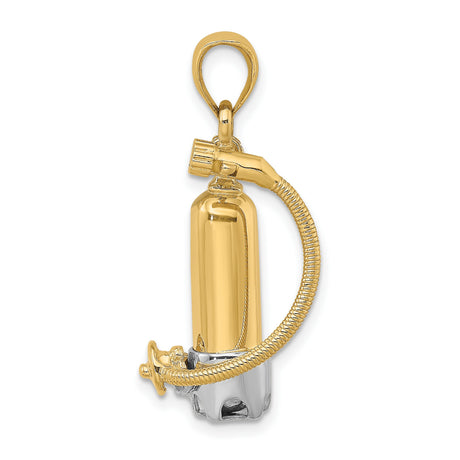 14k Multi-Tone Gold Scuba Tank Pendant with Detailed Air Hose Design for Men or Unisex
