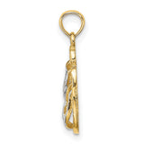 14k Multi-Tone Gold Flip Flop Pendant with Textured Detailing, Summer Beach Charm Design
