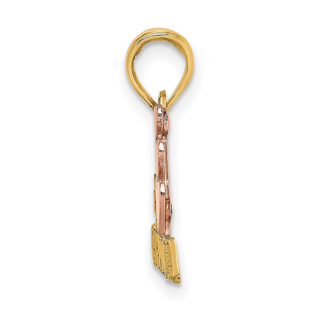 14k Two-Tone Gold Pendant, #1 Grandma Pink Heart, Cross-Stitch Design Charm
