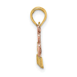 14k Two-Tone Gold Pendant, #1 Grandma Pink Heart, Cross-Stitch Design Charm