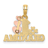 14k Two-Tone Gold Pendant, #1 Grandma Pink Heart, Cross-Stitch Design Charm