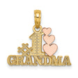 14k Two-Tone Gold Pendant, #1 Grandma Pink Heart, Cross-Stitch Design Charm