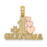 14k Two-Tone Gold Pendant, #1 Grandma Pink Heart, Cross-Stitch Design Charm