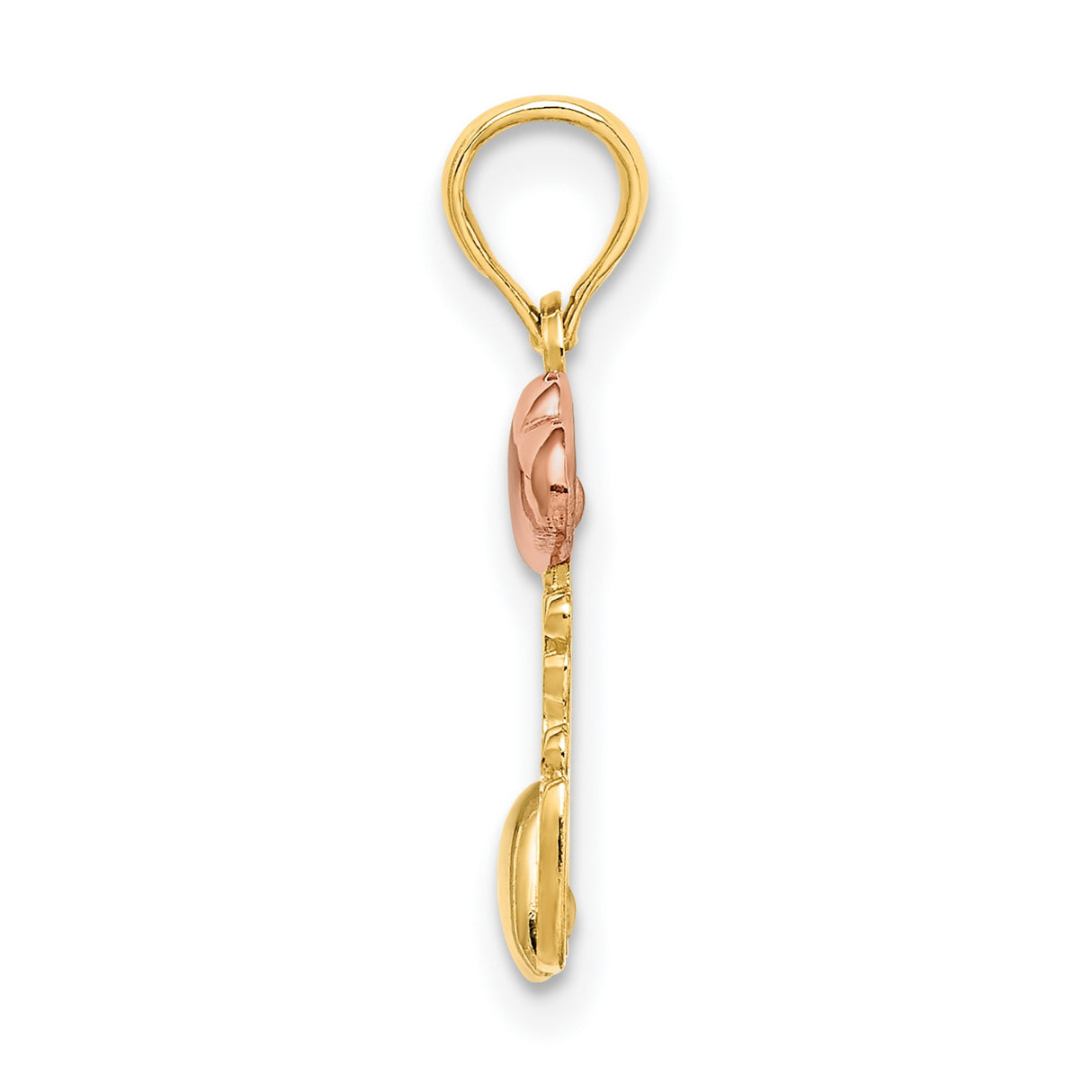 14k Multi-Tone Gold Heart Pendant, Love Charm in Yellow, Rose, and White Gold for Women