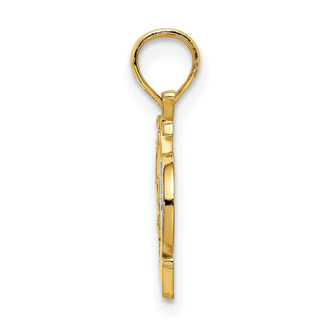 14k Two-Tone Gold Ocean City NJ Pendant, Beach Cruiser Bike Travel Charm