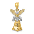 14k Multi-Tone Gold Bald Eagle and Liberty Bell Pendant, Patriotic USA Symbol for Men or Unisex