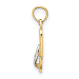 14k Multi-Tone Gold Flip Flop Pendant, Diamond Cut Textured Sandal Design