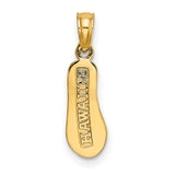 14k Multi-Tone Gold Flip Flop Pendant, Diamond Cut Textured Sandal Design