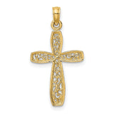 Filigree Cross Charm Pendant in Real 14k Multi-Tone Gold