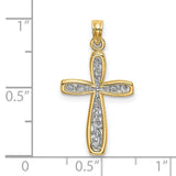 Filigree Cross Charm Pendant in Real 14k Multi-Tone Gold