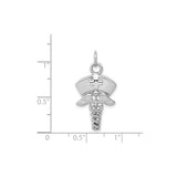 14k White Gold Nurse Pendant with Cap, Caduceus Symbol and Medical Cross Charm