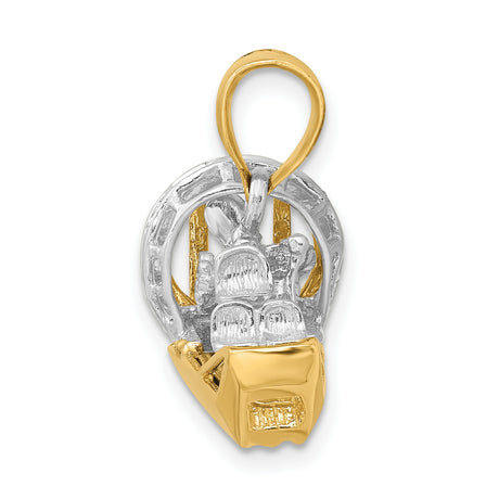 14k Two-Tone Gold Airboat Pendant with Detailed Propeller and Seat Accents