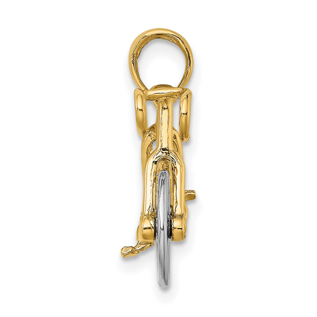 14k Two-Tone Gold Bicycle Pendant with White Gold Wheels and Yellow Gold Frame