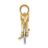 14k Two-Tone Gold Bicycle Pendant with White Gold Wheels and Yellow Gold Frame