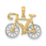 14k Two-Tone Gold Bicycle Pendant with White Gold Wheels and Yellow Gold Frame