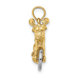 14k Two-Tone Gold Motorcycle Pendant with Detailed Chopper Design for Men