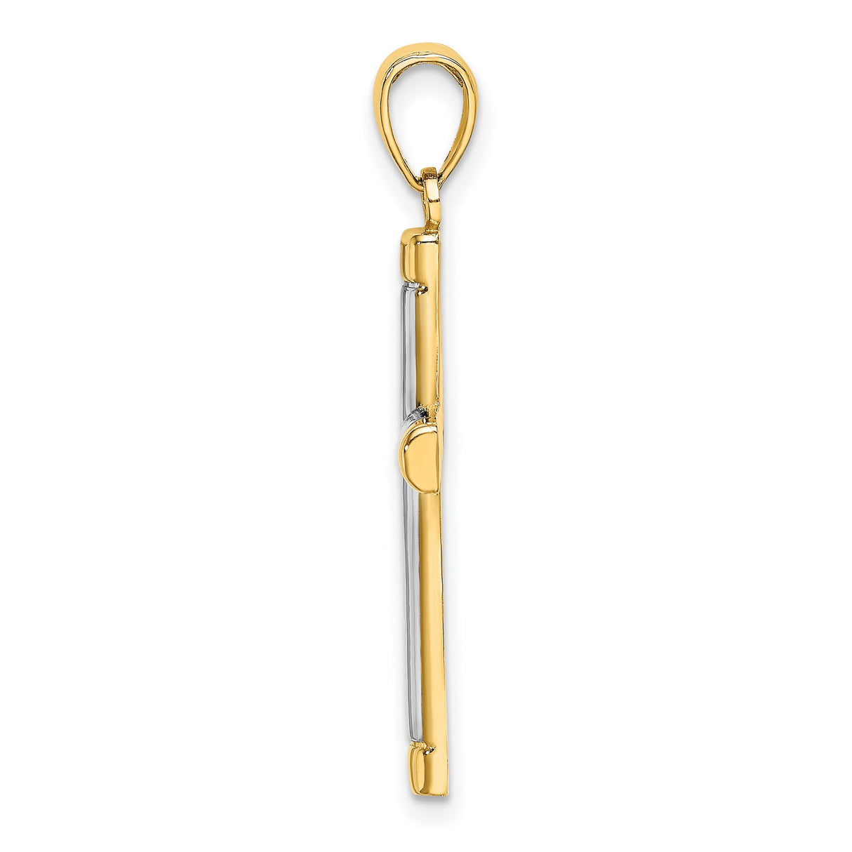 Polished Tubular Cross Charm Pendant in Real 14k Multi-Tone Gold