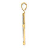 Polished Tubular Cross Charm Pendant in Real 14k Multi-Tone Gold