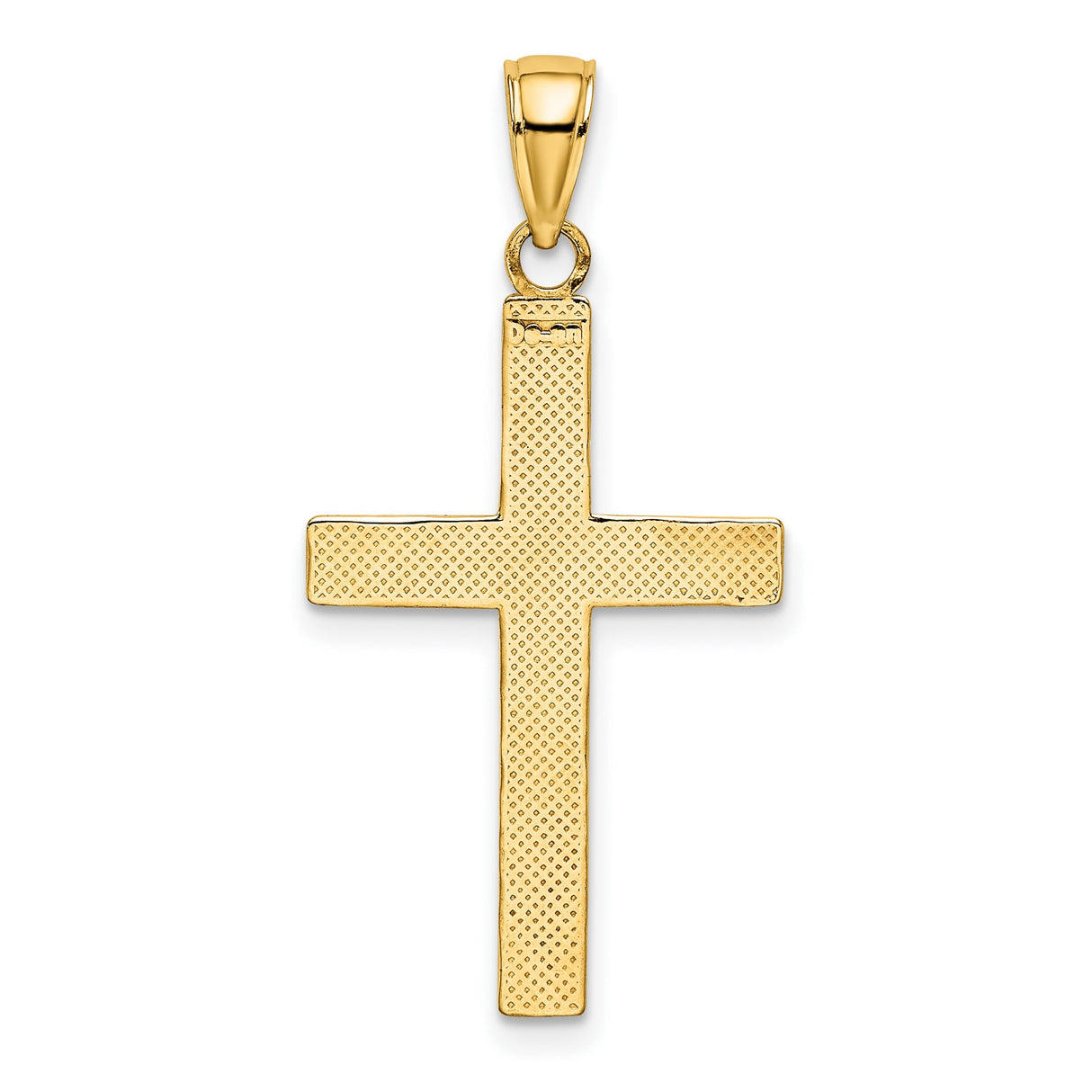Polished Tubular Cross Charm Pendant in Real 14k Multi-Tone Gold
