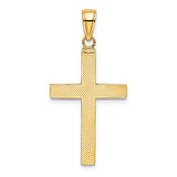 Polished Tubular Cross Charm Pendant in Real 14k Multi-Tone Gold